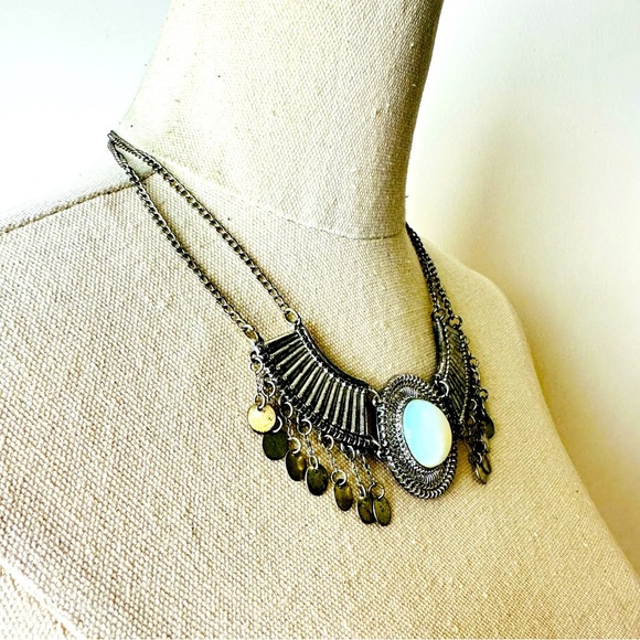 VINTAGE Gorgeous Bohemian silver colour choker coin necklace - Picture 6 of 6